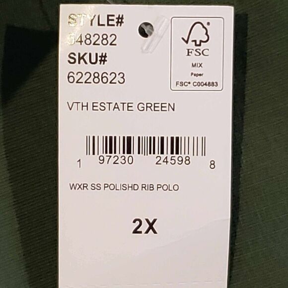 Lands End Shirt Womens Plus Size 2X Polo Ribbed Short Sleeve Green Stretch New - Picture 6 of 10